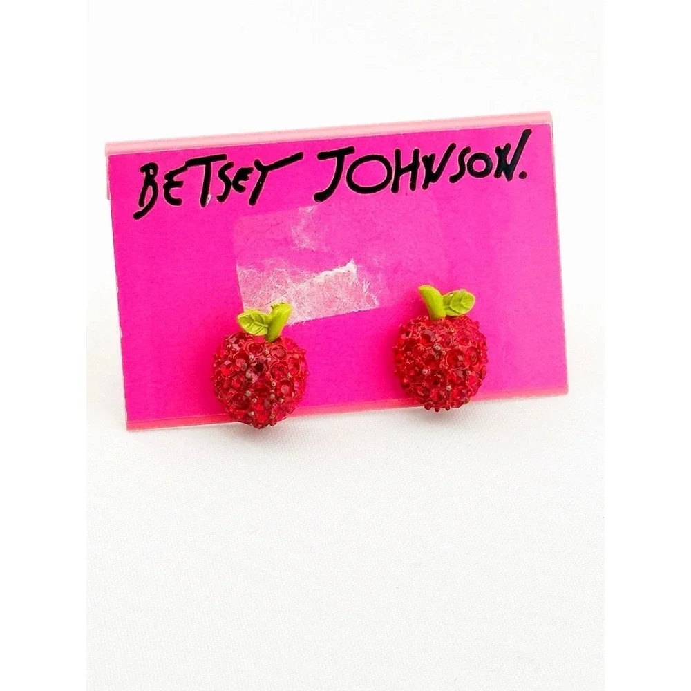 Betsey Johnson sparkly apple earrings. NWTs